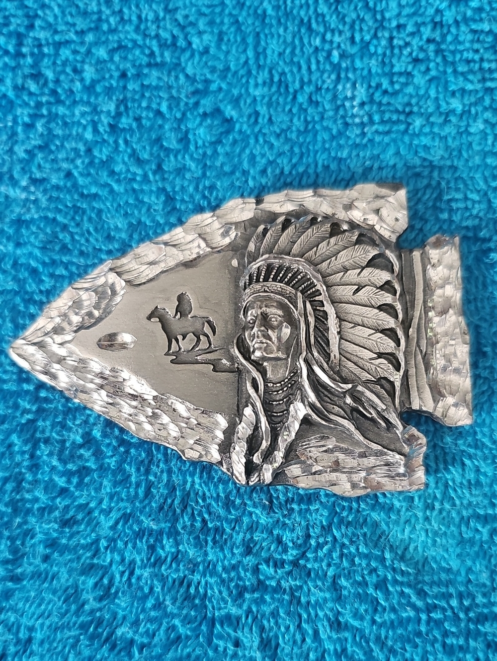 Western Arrowhead Pewter Belt Buckle Siskiyou 1988 Chief Joseph Made In USA